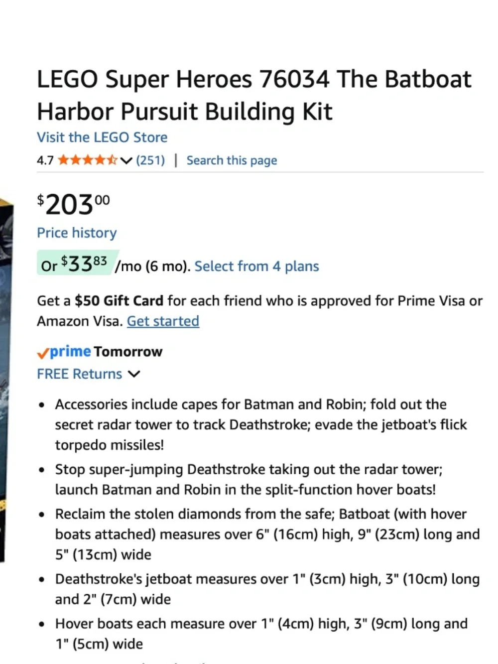 LEGO Super Heroes 76034 The Batboat Harbor Pursuit Building Kit - Picture 3 of 8
